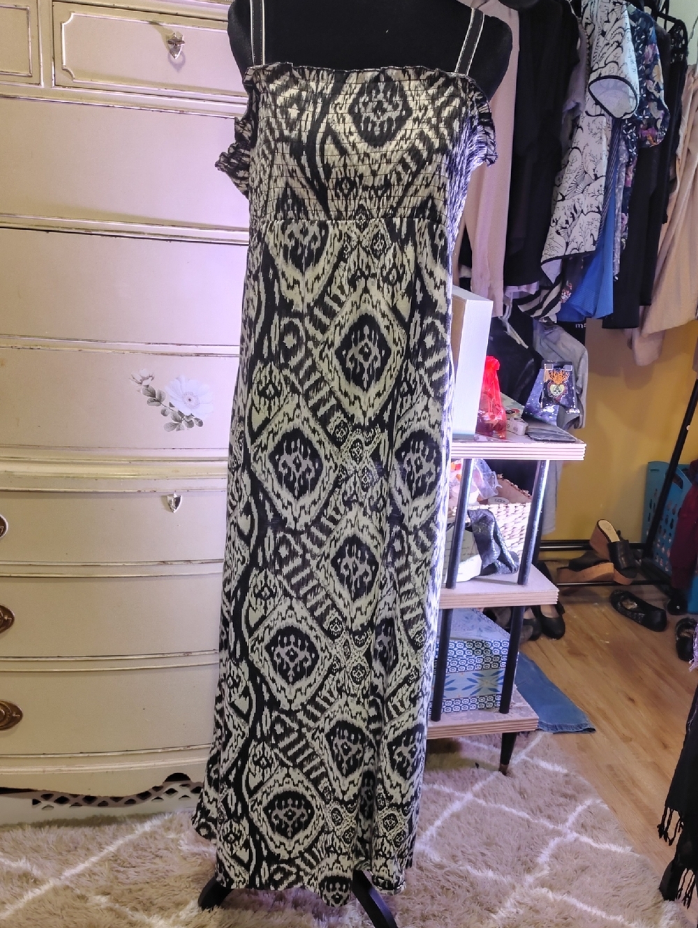 OP Black and White Ikat Print Maxi Dress